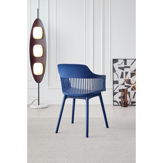 Set de 4 Sillas con Cojín Max, Color Azul, con Espaldar en Rejilla
