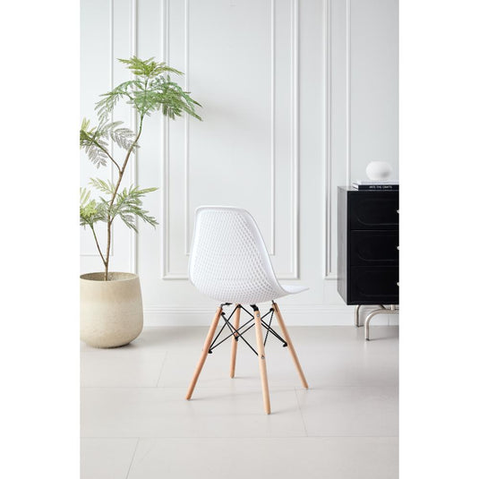 Silla Aira, Color Blanco, Con espaldar y patas en Madera X2