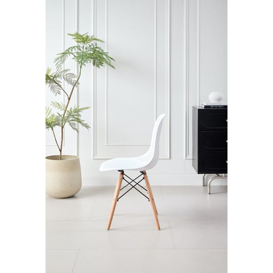 Silla Aira, Color Blanco, Con espaldar y patas en Madera X2