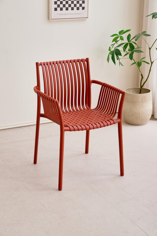 Silla Madrid con Brazos, Color Rojo, Con espaldar y diseño Moderno