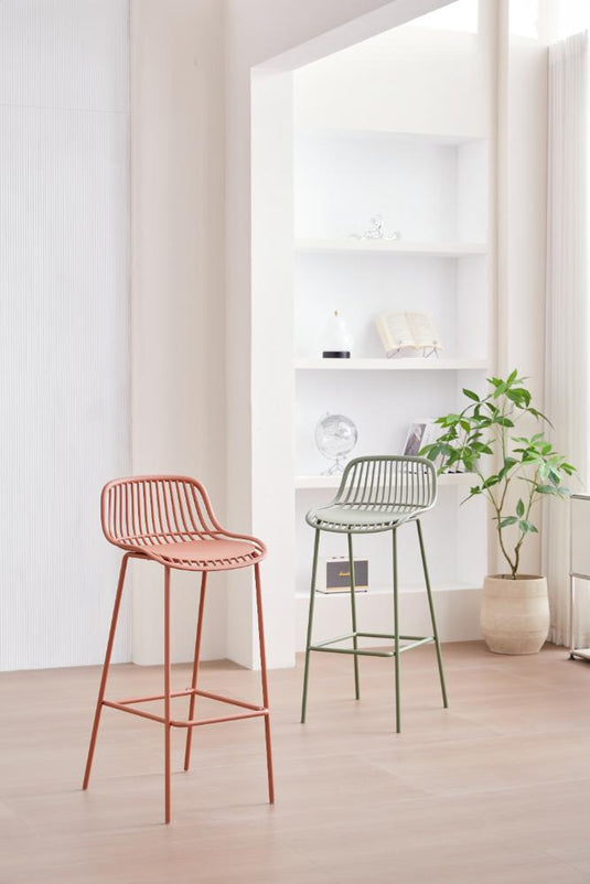 Butaco para Barra Tulum, Color Verde Olivo, Diseño Moderno