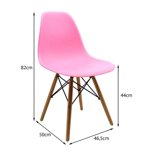 Kit por 2 sillas Eames Patas En Madera para comedor, sala, restaurante - Rosada