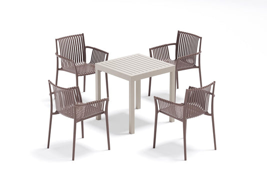 Set de 2 Sillas Madrid con Brazos, Color Taupe, con Espaldar y Diseño Moderno