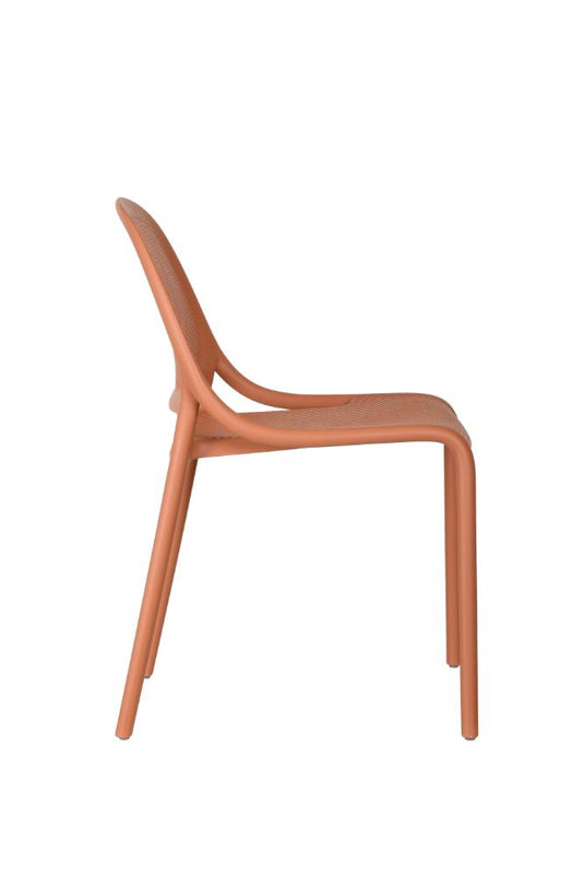 Silla Tolondo, Color Rojo, Con espaldar redondo transpirable y diseño minimalista