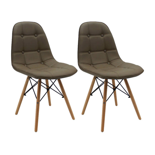 Kit por 2 Silla Botones Eames Acolchada - Beige