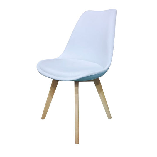 Kit de Cuatro Sillas Romero, Blanco y Café claro, cómodo asiento y patas en madera X4
