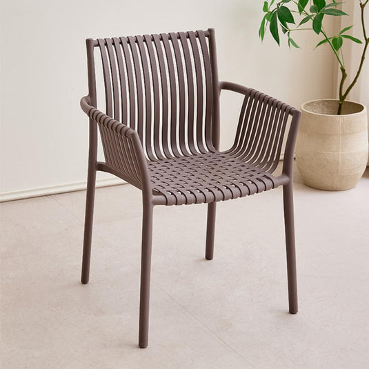 Silla Madrid con Brazos, Color Taupe, Con espaldar y diseño Moderno