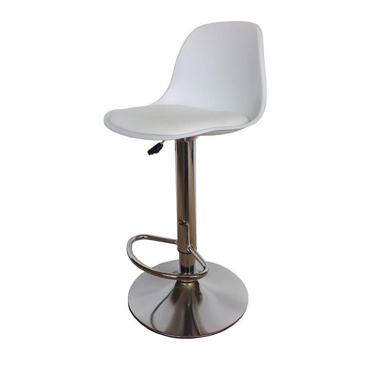 Kit de Dos Sillas Bar Napoles X2, Blanco, base metal cromado