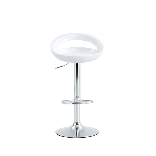 Silla Bar Turón, Blanco,  base metal cromado