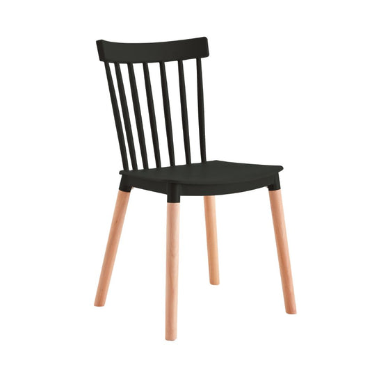 Kit de 6 Sillas Jeicob, Negro y Café Claro, Cómodo Asiento y Patas en Madera
