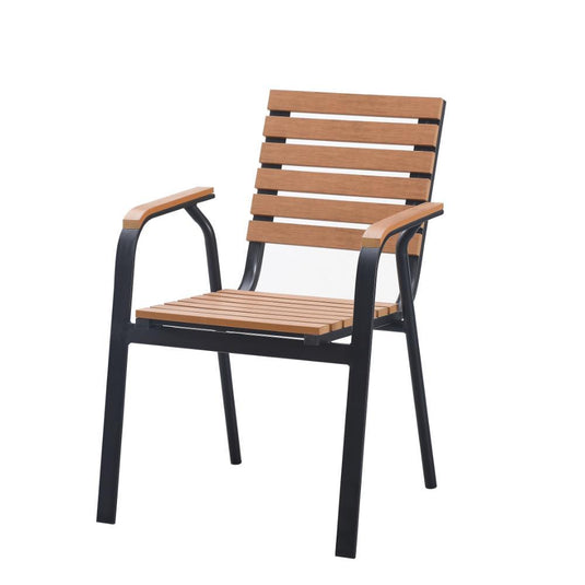 Set de 2 Sillas Comedor Exterior Rapel, Negro y Roble, con Cómodo Espaldar