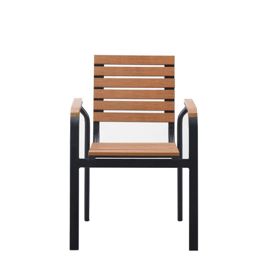 Set de 4 Sillas Comedor Exterior Rapel, Negro y Roble, con Cómodo Espaldar