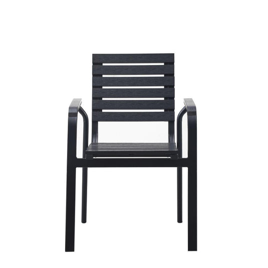 Set de 2 Sillas Comedor Exterior Rapel Negro, con Cómodo Espaldar