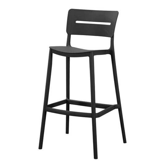 Silla para Bar Manila, Negro, con Espaldar Rectangular y Diseño Moderno