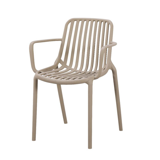 Set de 2 Sillas Parma, Taupe, con Espaldar en Rayas y Diseño Minimalista
