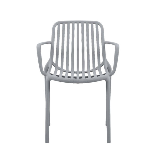Set de 2 Sillas Parma, Gris, con Espaldar en Rayas y Diseño Minimalista