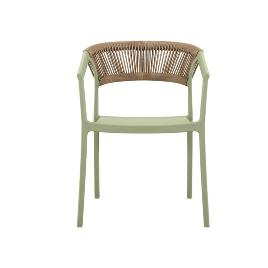 Silla Balí, Verde, con Espaldar en Cuerdas y Diseño Moderno