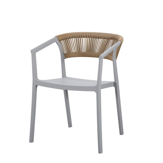 Silla Bali, Gris, Con espaldar en cuerdas y diseño Moderno