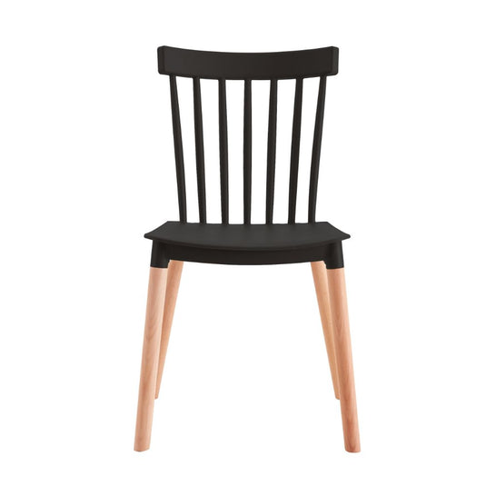 Kit de 6 Sillas Jeicob, Negro y Café Claro, Cómodo Asiento y Patas en Madera