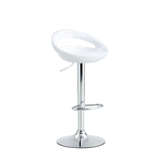 Silla Bar Turón, Blanco,  base metal cromado