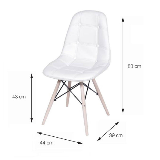 Silla Botones Eames Acolchada - Blanca