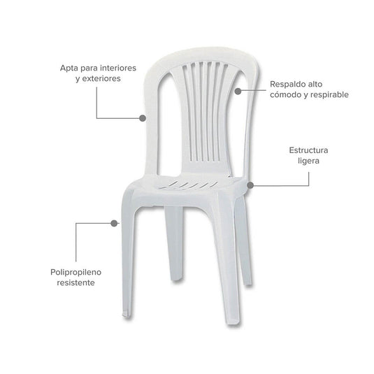Silla Plástica Bora Blanca, Blanco