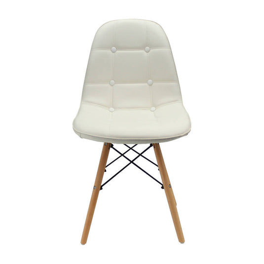 Kit por 4 Silla Botones Eames Acolchada - Blanca