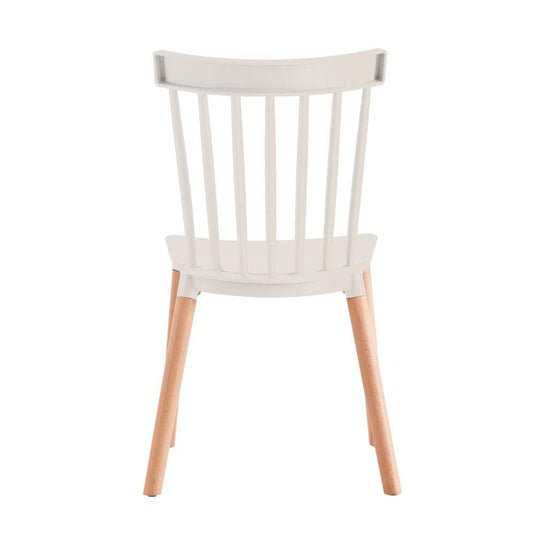 Set de 4 Sillas Jeicob, Blanco y Café Claro, Cómodo Asiento y Patas en Madera