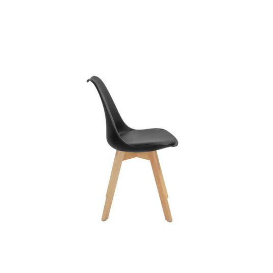 Set de 4 Sillas Sasha, Negro y Café Claro, Cómodo Asiento y Patas en Madera