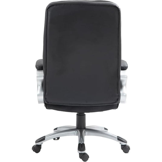 Silla De Oficina Giratoria Ergonómica De Cuero Negro Con Reposabrazos, Elegante, Liventra