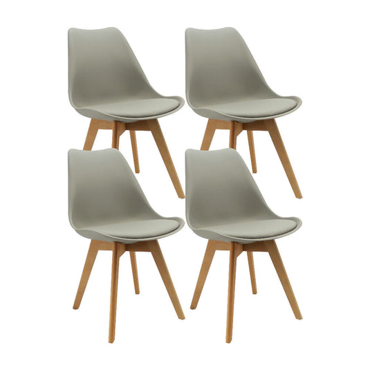 Kit Por 4 Silla Oslo Asiento Acolchado Patas en Madera - Gris