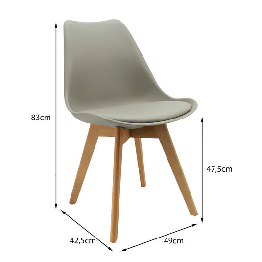 Kit Por 4 Silla Oslo Asiento Acolchado Patas en Madera - Gris