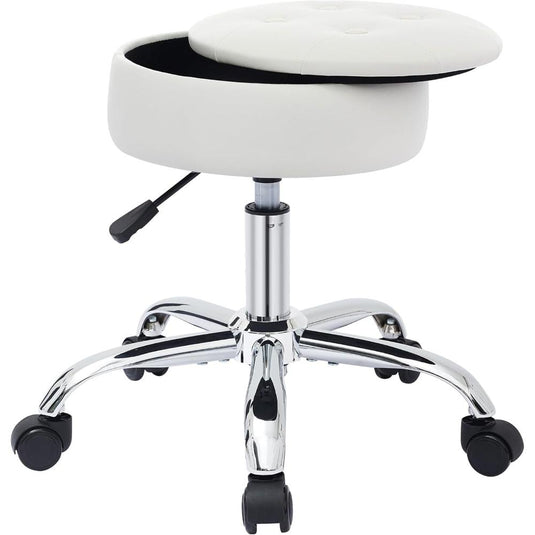 Silla De Tocador Con Ruedas, Con Almacenamiento Giratorio Para Tocador