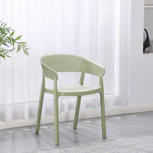 Set de 2 Sillas Manaos, Verde, con Espaldar Minimalista y Diseño Moderno