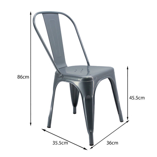 Kit por 4 Silla Tolix Metalica Para Comedor Restaurante - Gris
