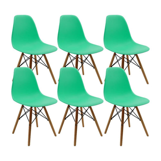 Kit por 6 sillas Eames Patas En Madera para comedor, sala, restaurante - Verde Menta