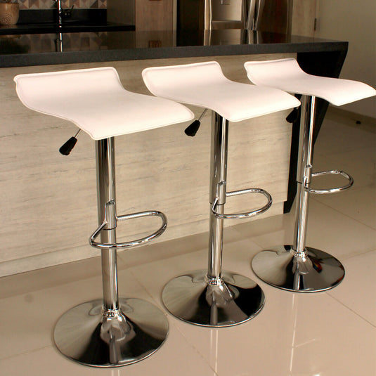 Kit por 2 Silla Tapizada Lisa Tipo Bar - Blanca