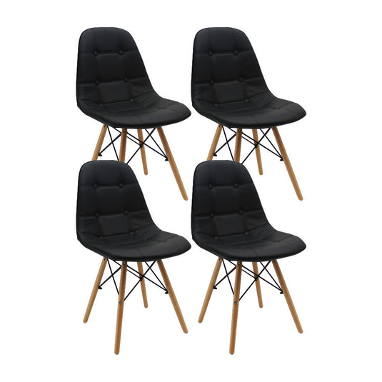 Kit por 4 Silla Botones Eames Acolchada - Negra