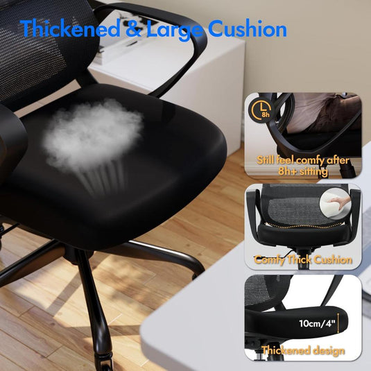 Silla De Oficina Ergonómica, LarkLeaves Con Almohada Para El Cuello Y Ruedas De Goma