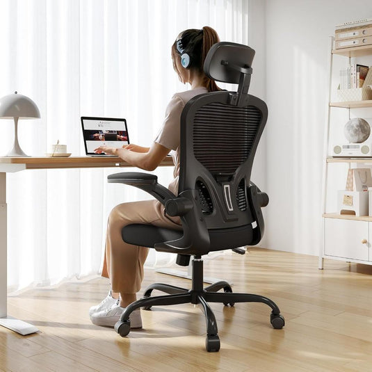 Silla De Oficina Synorla Negro Ergonómica De 330 Libras