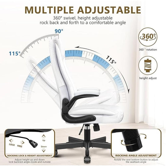 Silla De Oficina Ergonómica, BestEra Blanco Brillo