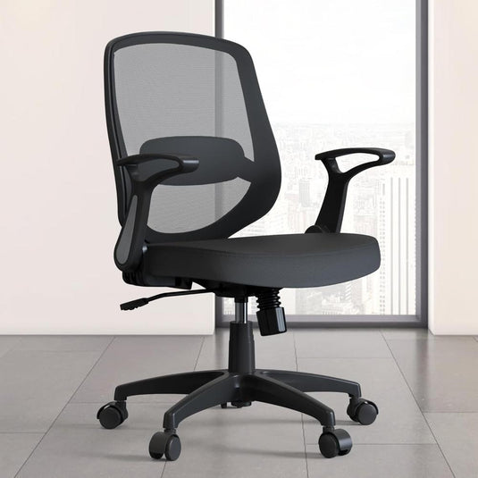 Cómoda Silla De Escritorio Ergonómica, Ajustable En Altura Con Ruedas Flexibles, KIZECK, Negro