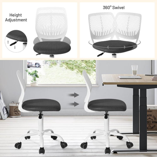 Silla Furniturer, Ergonómica, Siento De Malla Giratoria Con Altura Ajustable