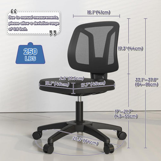 Silla De Oficina Ajustable Giratoria, KIZECK, Negro
