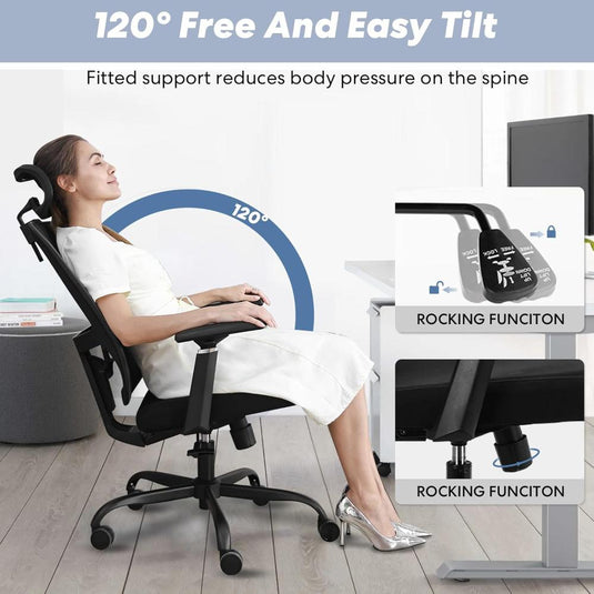 Silla De Oficina Ergonómica, Schwake, Negro