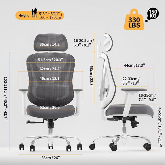 Silla De Oficina HOLLUDLE Blanco Ergonómica