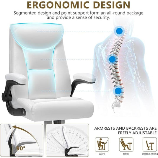 Silla De Oficina Ergonómica, BestEra Blanco Brillo