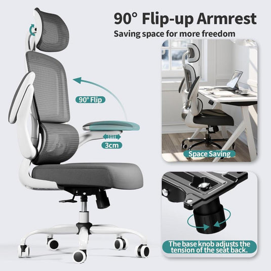 Silla De Oficina TRALT Blanco Ergonómica De 330 Libras