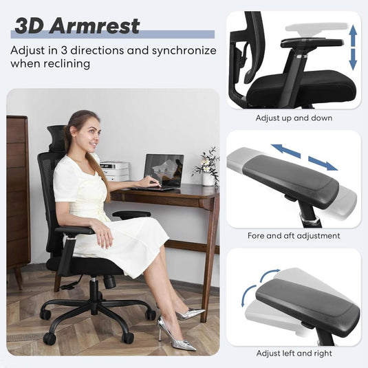 Silla De Oficina Ergonómica, Schwake, Negro