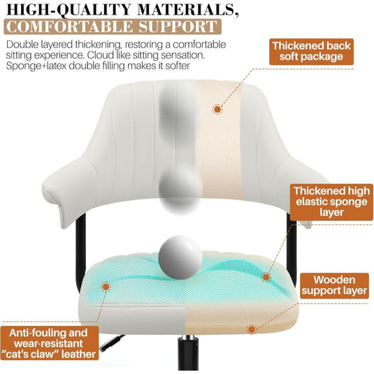 Silla De Oficina En Casa Giratoria, HeroSet, Blanca